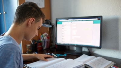 Student working on computer